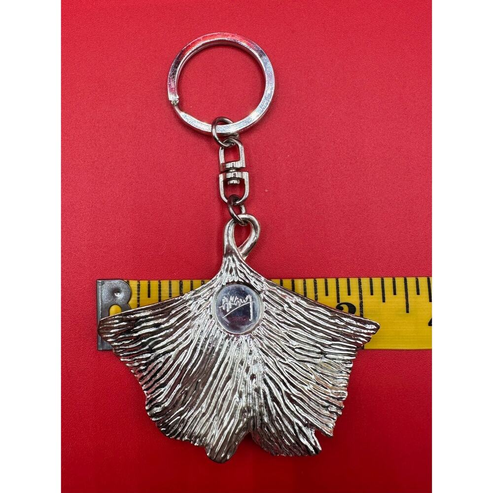 Michael Aram Ginkgo Leaf Symbolic Shiny Cleaned Silvertone Keychain - Picture 3 of 7